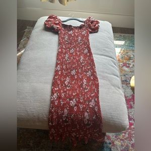 Orange Floral Midi Dress